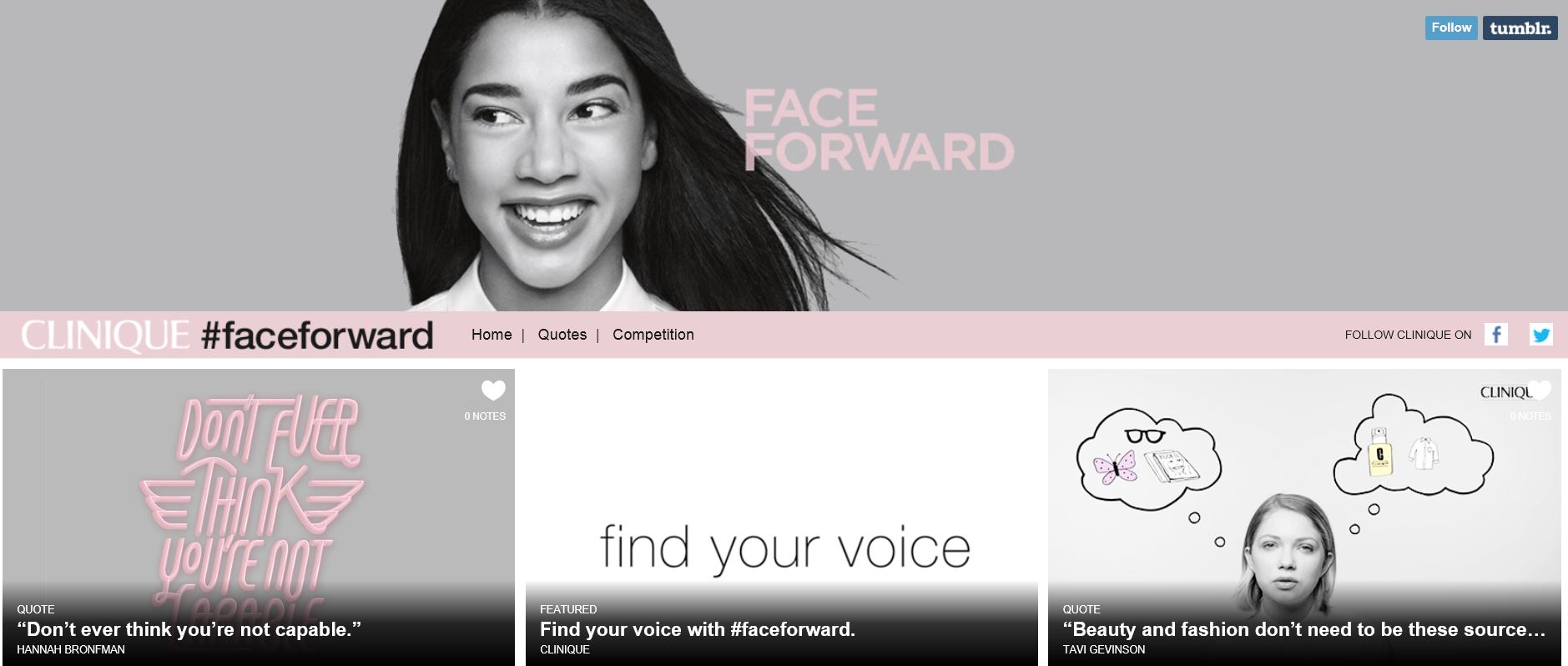 Clinique Turns to Yahoo and Tumblr for #FaceForward Campaign