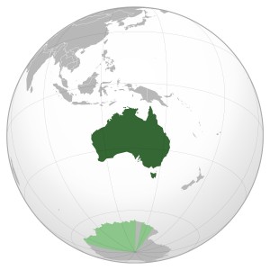 australia on globe
