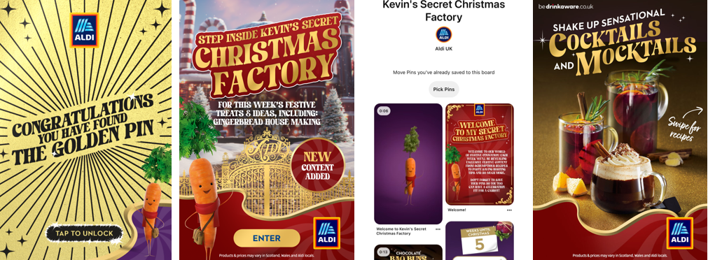 Aldi and Kevin the Carrot launch Pinterest campaign featuring secret Christmas board