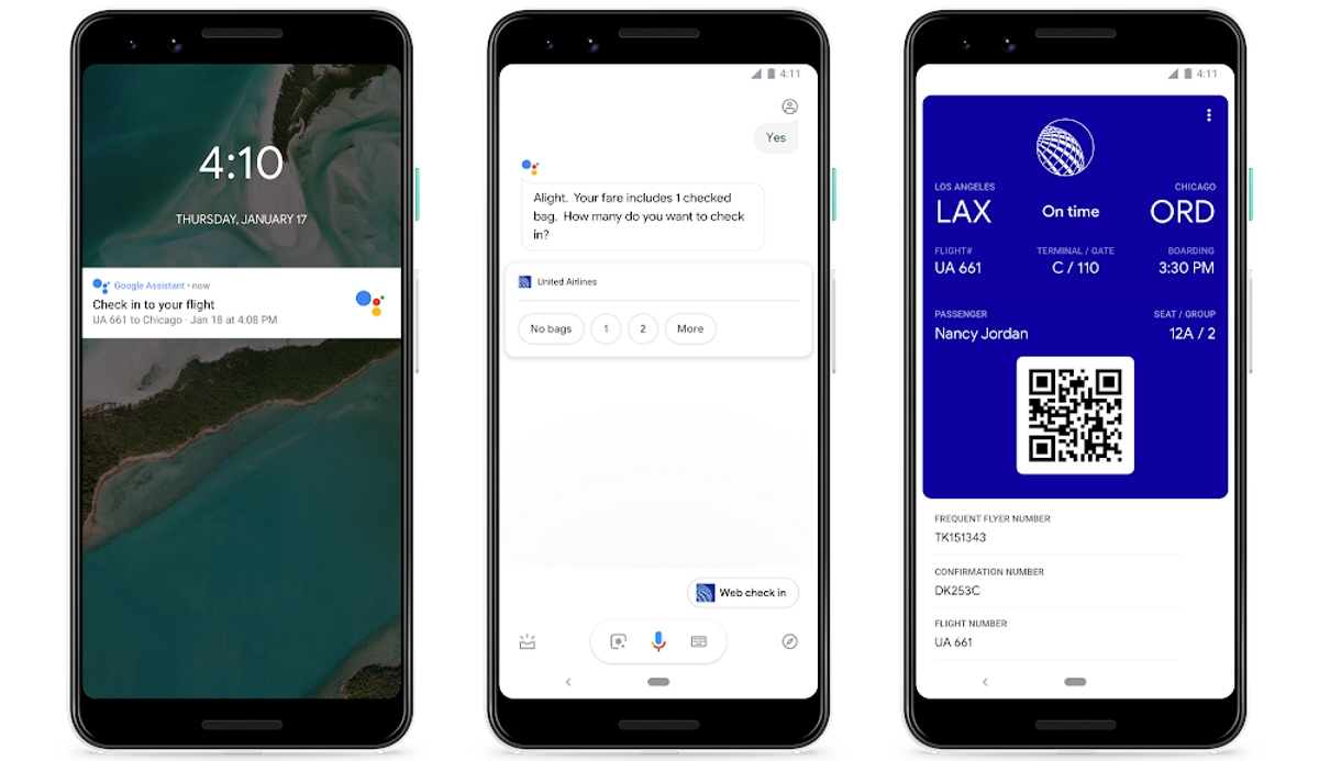 Google Assistant flight check-in