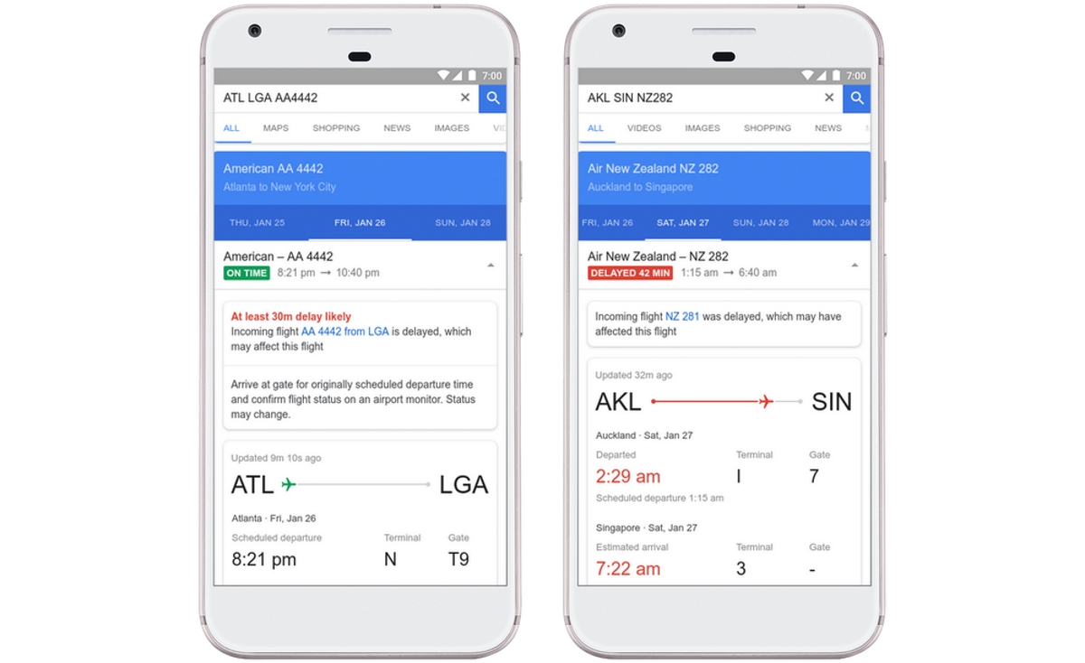 Google Flights delay predictions