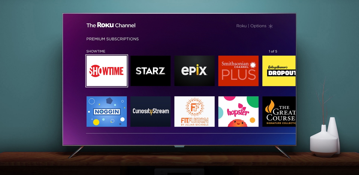 The Roku Channel showing premium subscription channels