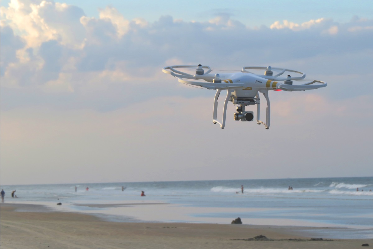 Drone flying over beach