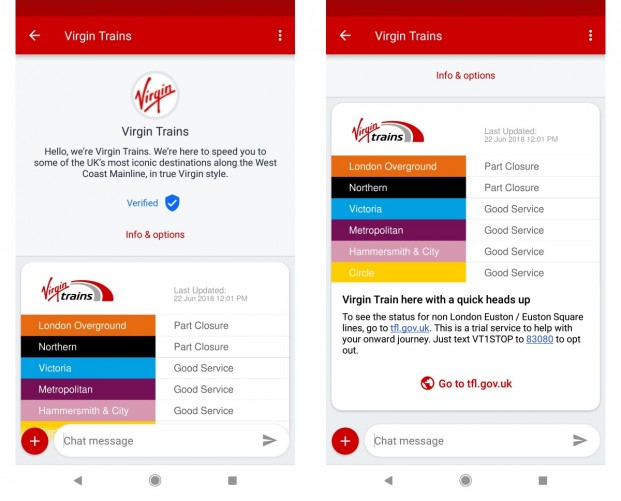 Virgin Trains becomes first company to introduce RCS messaging for customer service