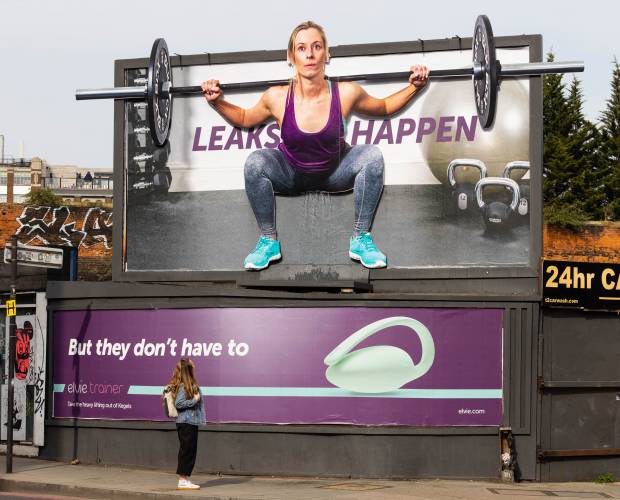 Elvie launches ‘peeing’ billboard to tackle incontinence taboos
