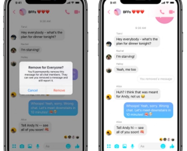 Facebook begins rolling out Messenger 'unsend' feature