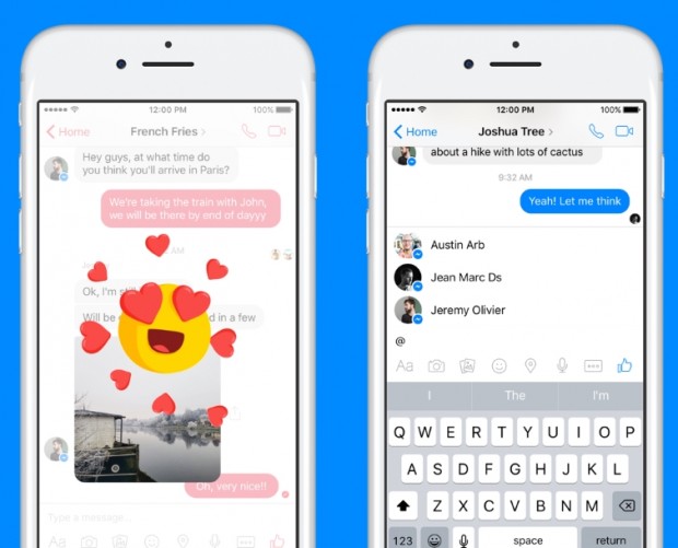Facebook adds iMessage-style reactions and mentions to Messenger