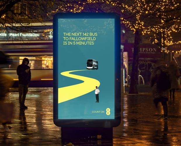 EE launches 'Stay Connected at Night' OOH-led campaign to help customers in Manchester find a safe route home at night
