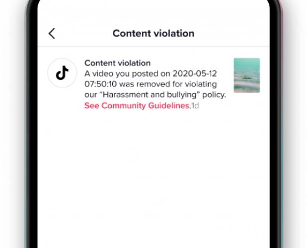 TikTok now lets users know why their videos have been removed
